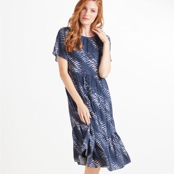 Rails Drew Tiered Tie Dye  Blue Nile Midi Dress Size S - Picture 2 of 11